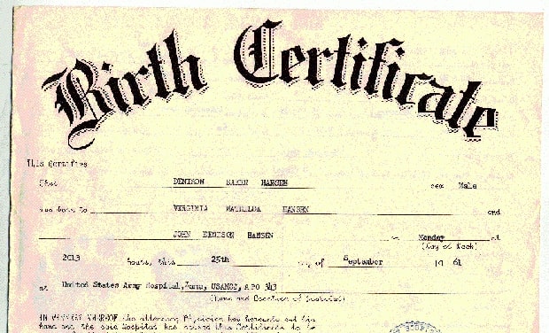 A birth certificate