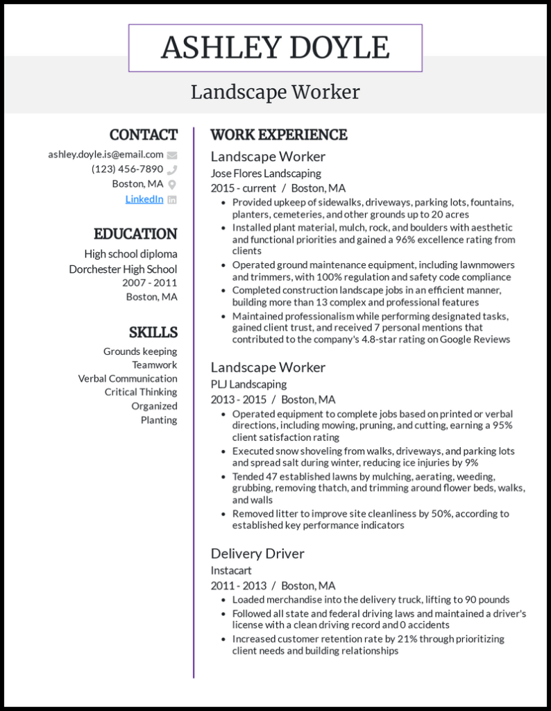 landscape-worker-resume-example