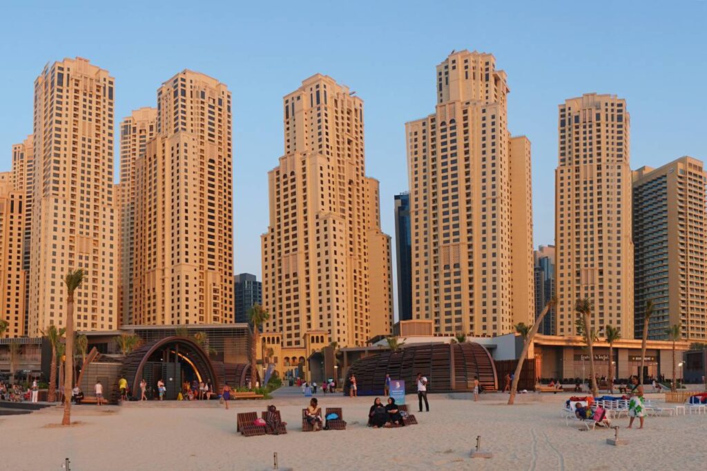 Beach at The Beach opposite Jumeirah Beach Residences in Dubai